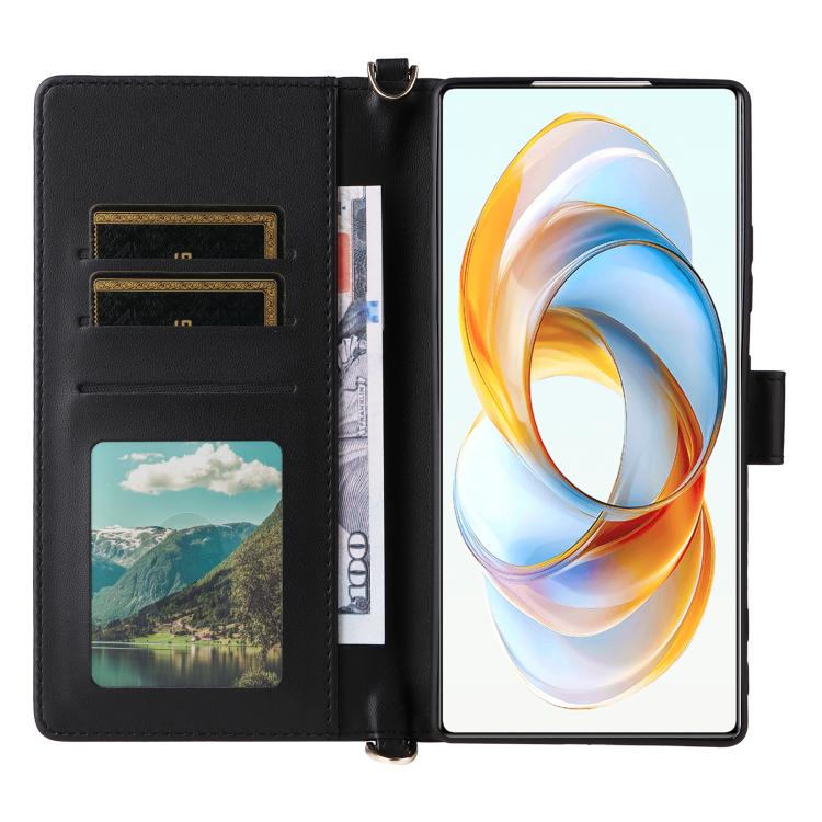 For ZTE nubia Z70 Ultra Multifunctional 6-Card Slots Leather Phone Case with Wrist Strap