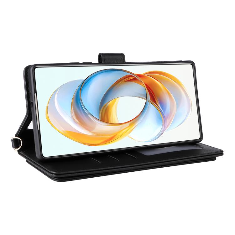 For ZTE nubia Z70 Ultra Multifunctional 6-Card Slots Leather Phone Case with Wrist Strap