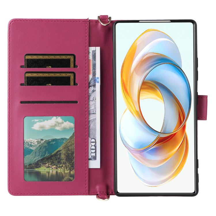 For ZTE nubia Z70 Ultra Multifunctional 6-Card Slots Leather Phone Case with Wrist Strap