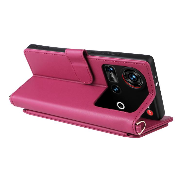 For ZTE nubia Z70 Ultra Multifunctional 6-Card Slots Leather Phone Case with Wrist Strap