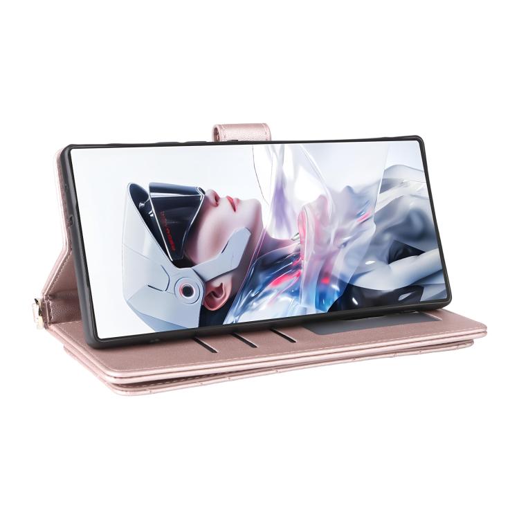 For ZTE nubia Red Magic 10 Air Multifunctional 6-Card Slots Leather Phone Case with Wrist Strap