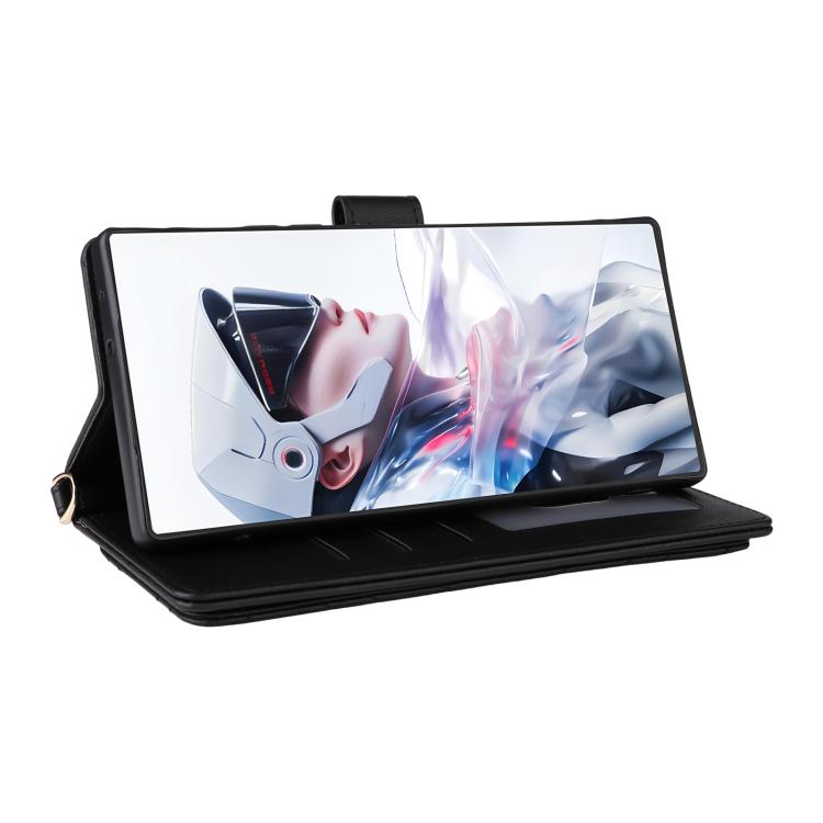 For ZTE nubia Red Magic 10 Air Multifunctional 6-Card Slots Leather Phone Case with Wrist Strap