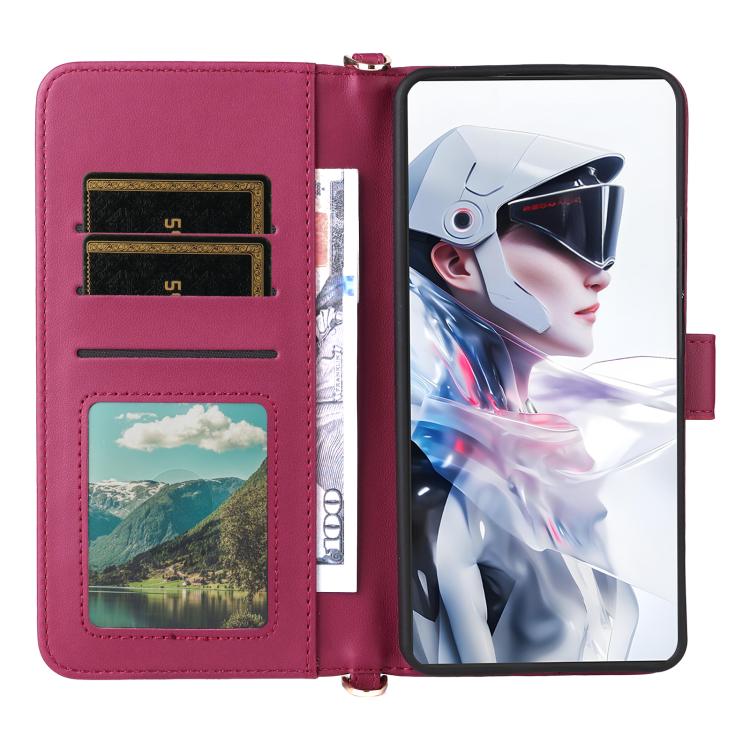For ZTE nubia Red Magic 10 Air Multifunctional 6-Card Slots Leather Phone Case with Wrist Strap