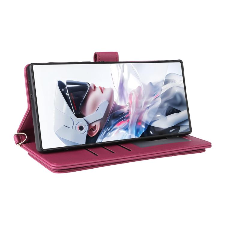 For ZTE nubia Red Magic 10 Air Multifunctional 6-Card Slots Leather Phone Case with Wrist Strap