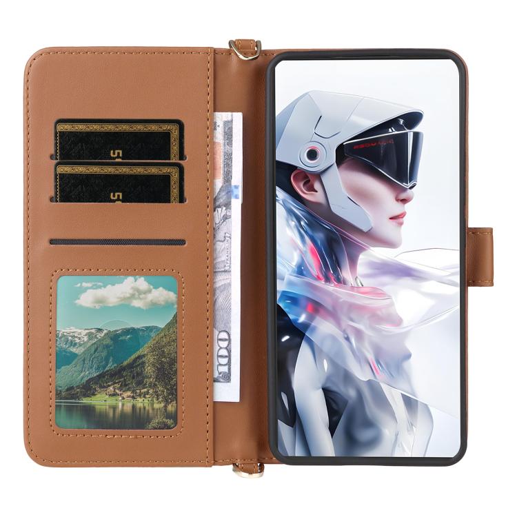 For ZTE nubia Red Magic 10 Air Multifunctional 6-Card Slots Leather Phone Case with Wrist Strap