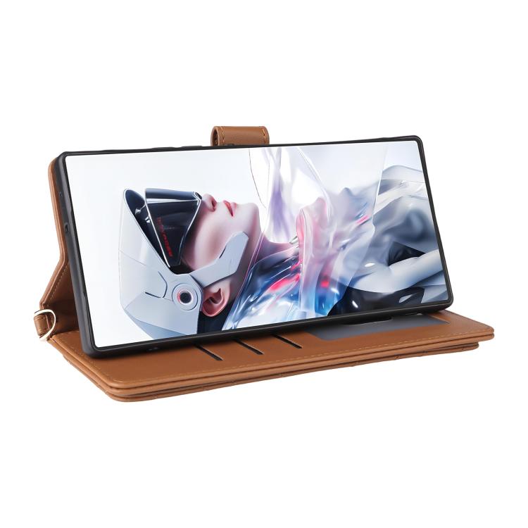 For ZTE nubia Red Magic 10 Air Multifunctional 6-Card Slots Leather Phone Case with Wrist Strap