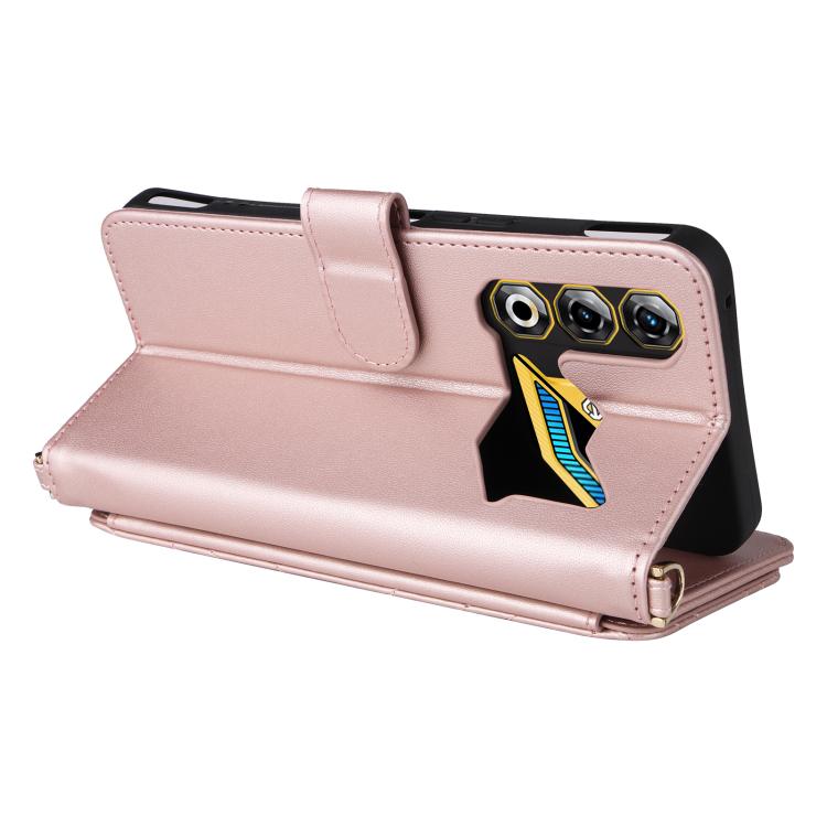 For ZTE nubia Neo 3 GT 5G Multifunctional 6-Card Slots Leather Phone Case with Wrist Strap