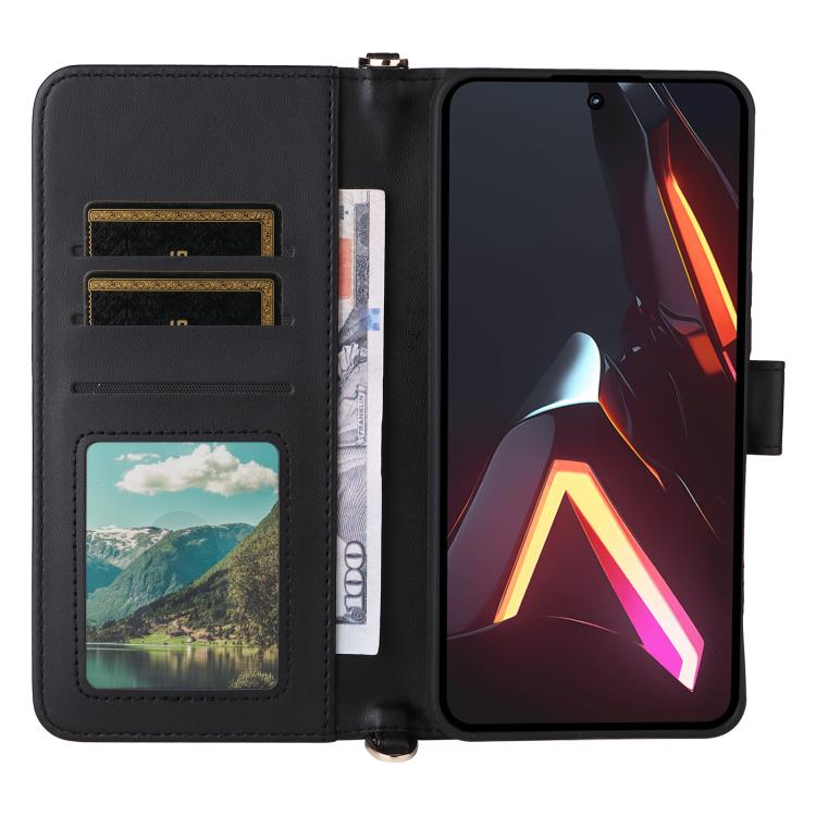 For ZTE nubia Neo 3 GT 5G Multifunctional 6-Card Slots Leather Phone Case with Wrist Strap