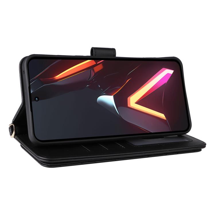 For ZTE nubia Neo 3 GT 5G Multifunctional 6-Card Slots Leather Phone Case with Wrist Strap