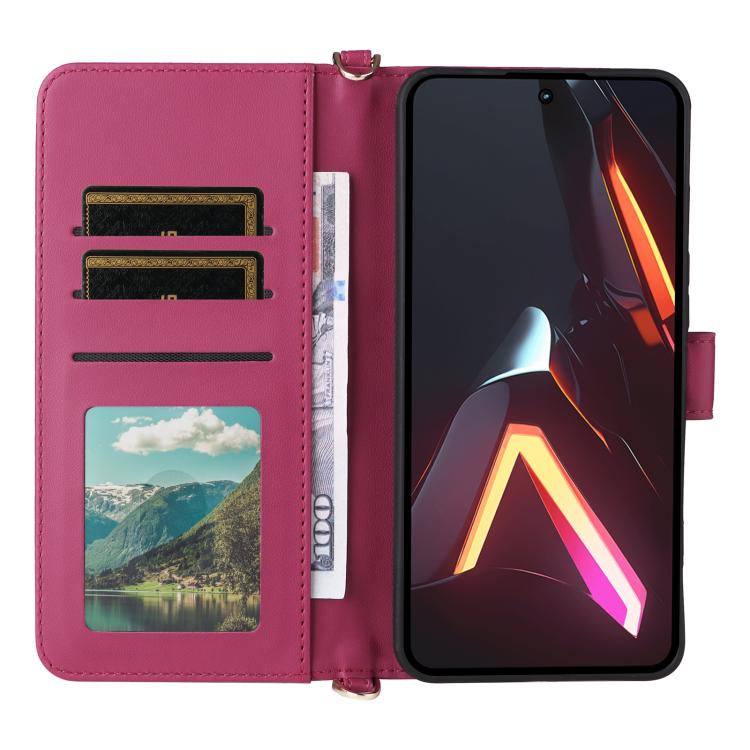 For ZTE nubia Neo 3 GT 5G Multifunctional 6-Card Slots Leather Phone Case with Wrist Strap