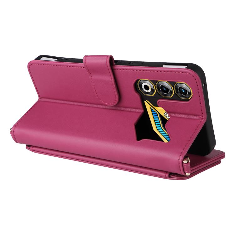 For ZTE nubia Neo 3 GT 5G Multifunctional 6-Card Slots Leather Phone Case with Wrist Strap