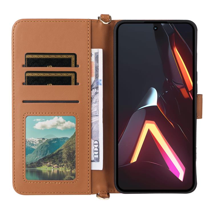 For ZTE nubia Neo 3 GT 5G Multifunctional 6-Card Slots Leather Phone Case with Wrist Strap
