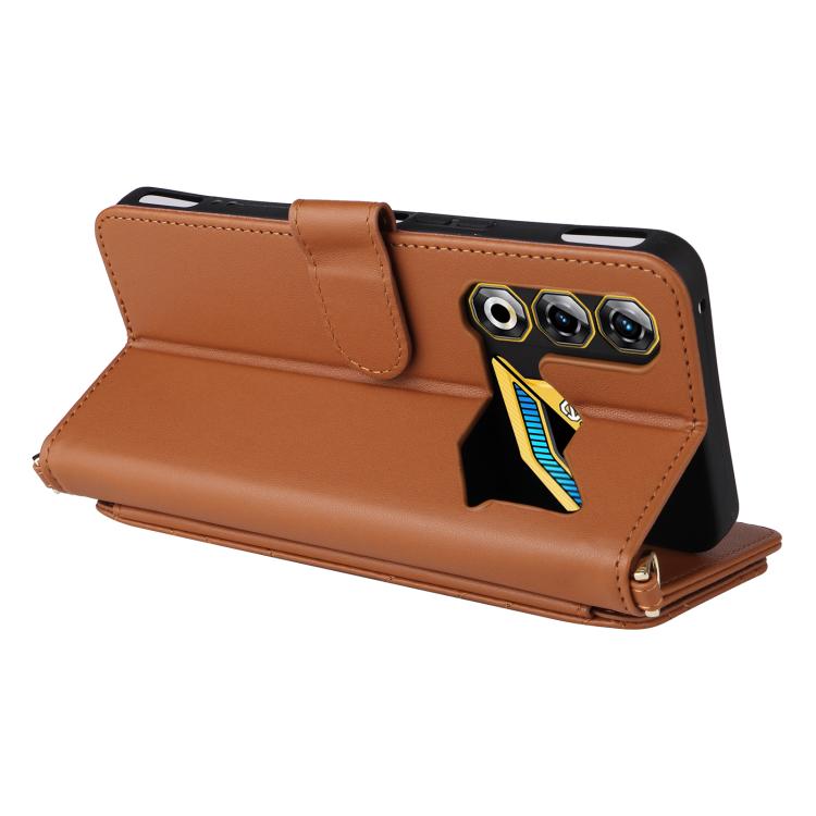 For ZTE nubia Neo 3 GT 5G Multifunctional 6-Card Slots Leather Phone Case with Wrist Strap