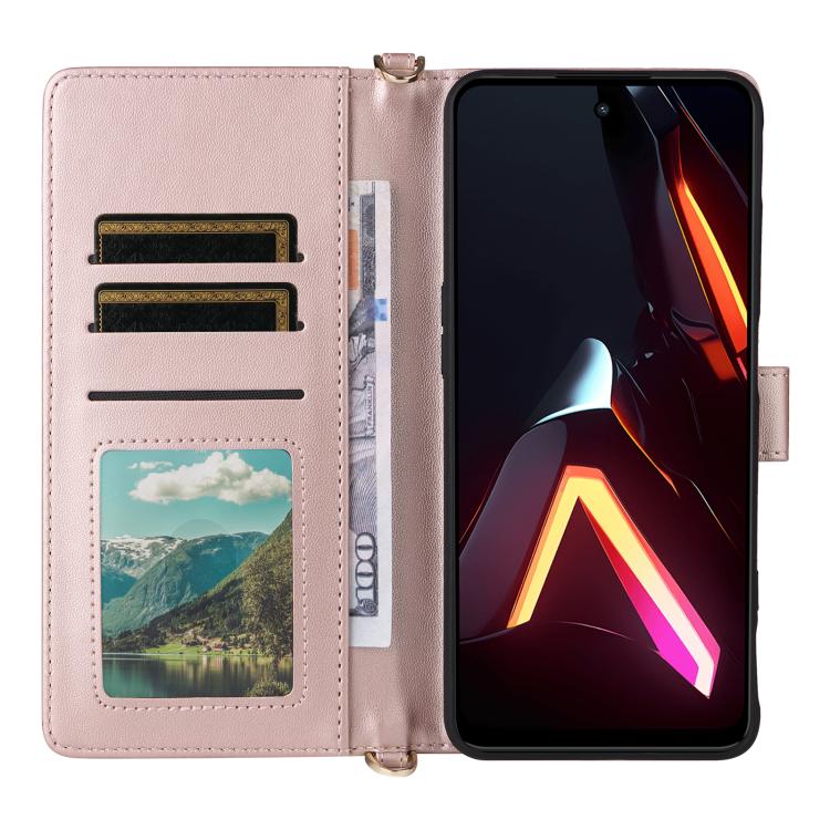 For ZTE nubia Neo 3 5G Multifunctional 6-Card Slots Leather Phone Case with Wrist Strap