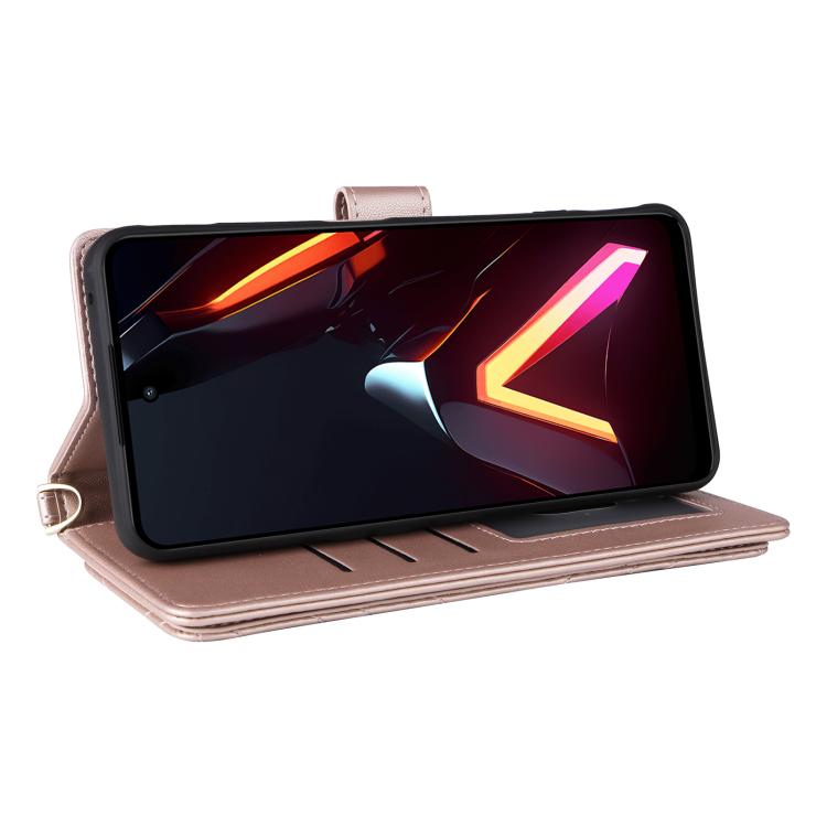 For ZTE nubia Neo 3 5G Multifunctional 6-Card Slots Leather Phone Case with Wrist Strap