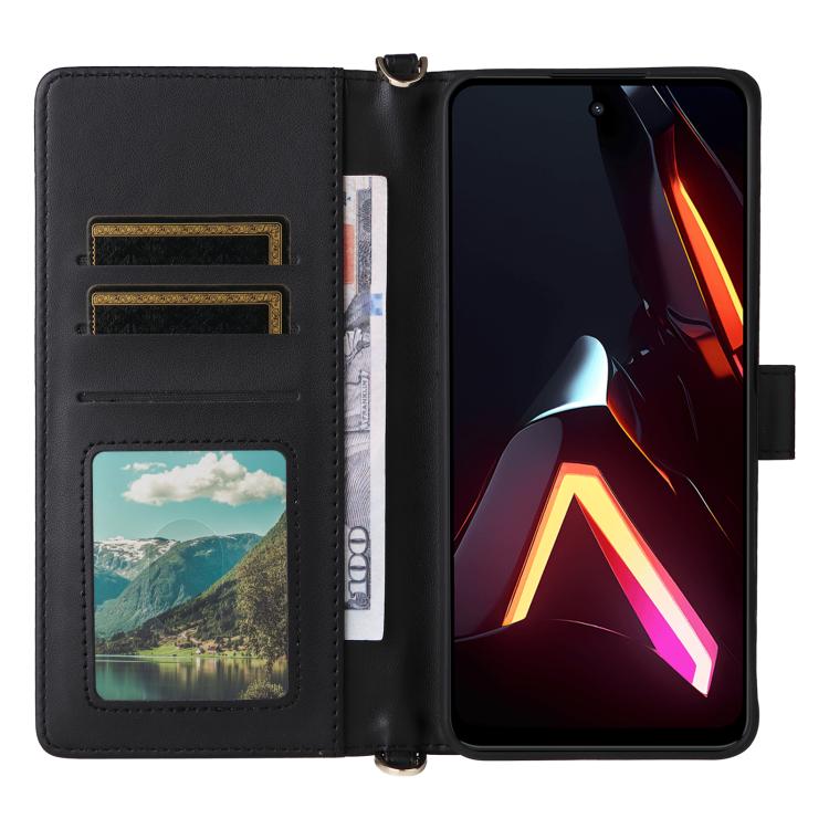 For ZTE nubia Neo 3 5G Multifunctional 6-Card Slots Leather Phone Case with Wrist Strap