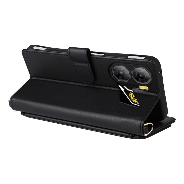 For ZTE nubia Neo 3 5G Multifunctional 6-Card Slots Leather Phone Case with Wrist Strap