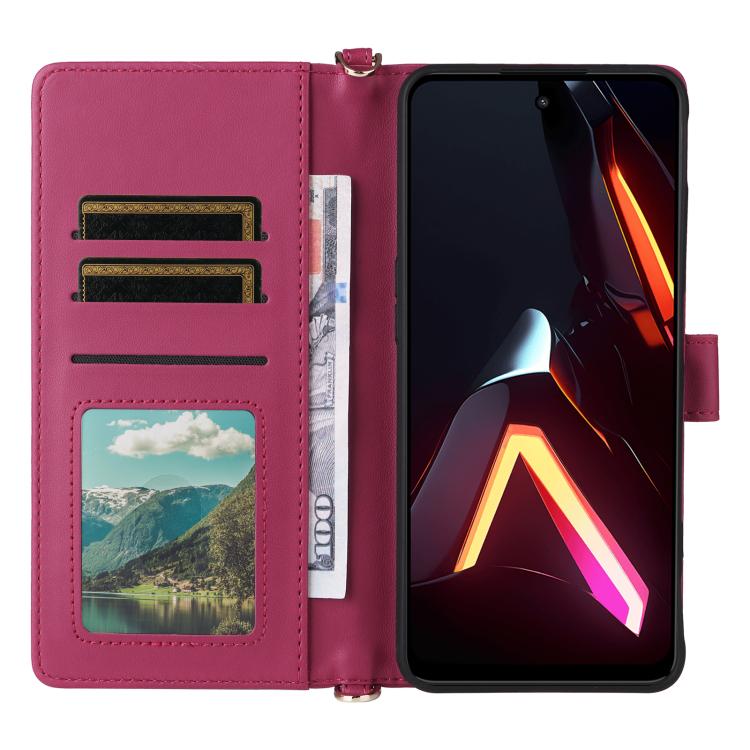For ZTE nubia Neo 3 5G Multifunctional 6-Card Slots Leather Phone Case with Wrist Strap