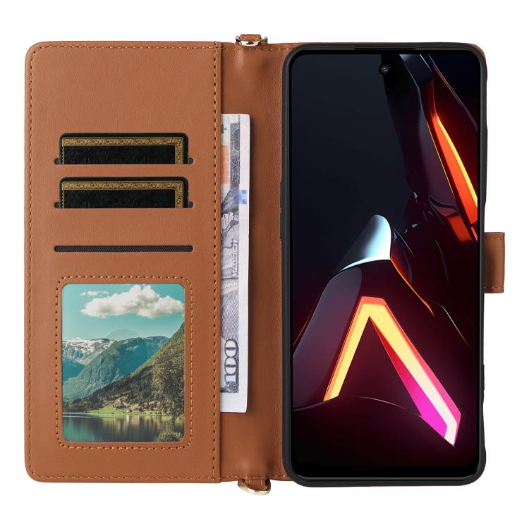 For ZTE nubia Neo 3 5G Multifunctional 6-Card Slots Leather Phone Case with Wrist Strap