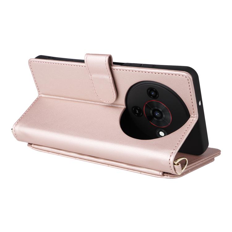 For ZTE Blade A76 5G Multifunctional 6-Card Slots Leather Phone Case with Wrist Strap