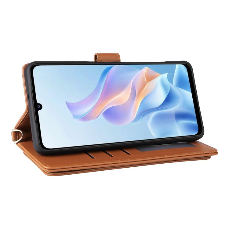 For ZTE Blade A76 5G Multifunctional 6-Card Slots Leather Phone Case with Wrist Strap