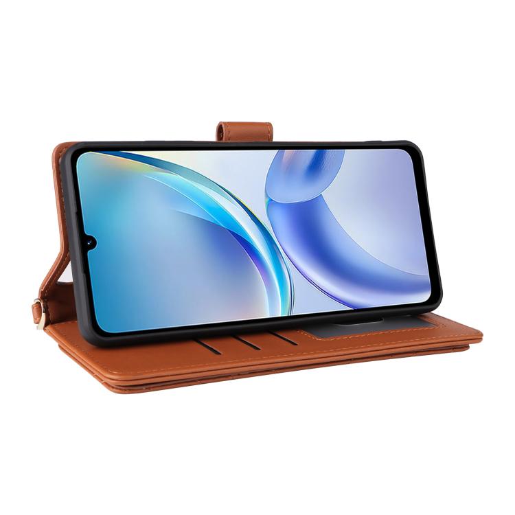 For ZTE Blade A36 4G Multifunctional 6-Card Slots Leather Phone Case with Wrist Strap