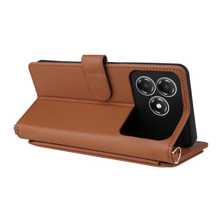 For ZTE Blade A36 4G Multifunctional 6-Card Slots Leather Phone Case with Wrist Strap