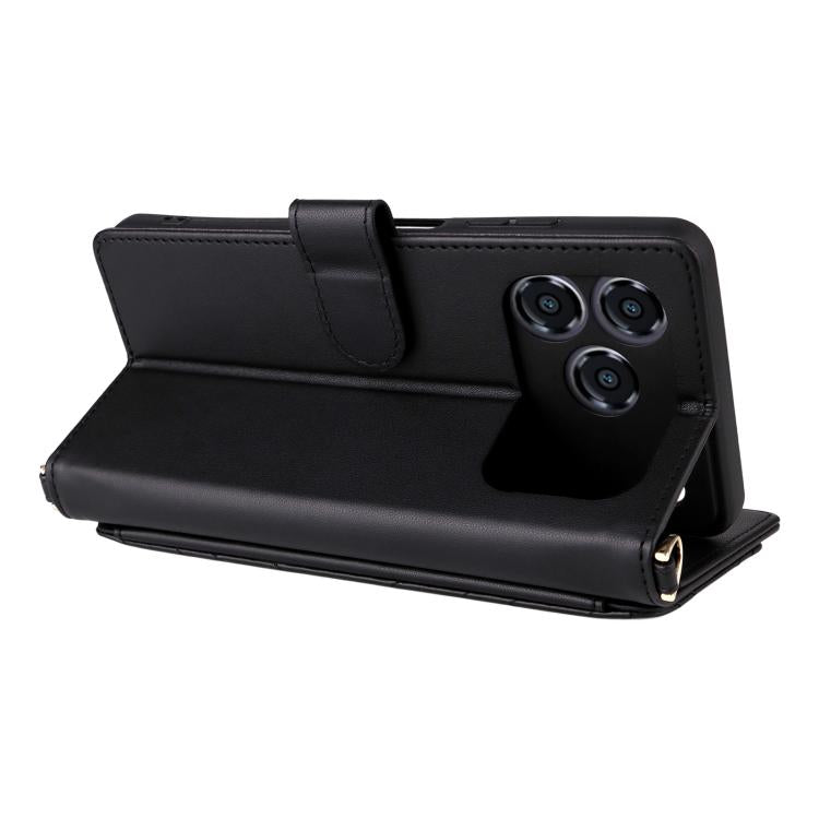 For ZTE Blade A76 4G Multifunctional 6-Card Slots Leather Phone Case with Wrist Strap