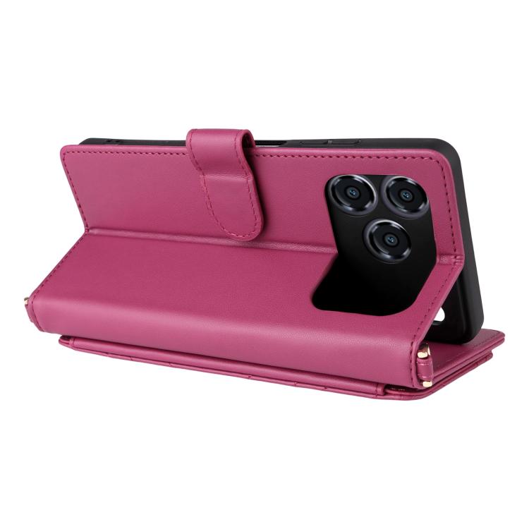 For ZTE Blade A76 4G Multifunctional 6-Card Slots Leather Phone Case with Wrist Strap
