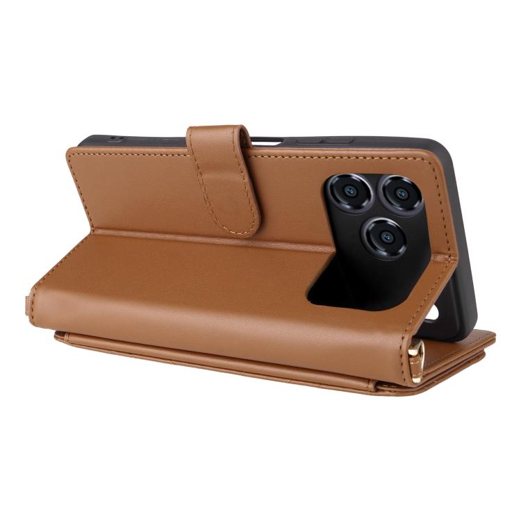 For ZTE Blade A76 4G Multifunctional 6-Card Slots Leather Phone Case with Wrist Strap
