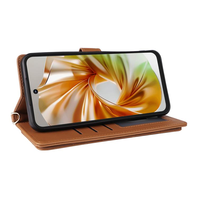 For ZTE nubia Focus 2 5G Multifunctional 6-Card Slots Leather Phone Case with Wrist Strap