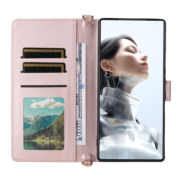 For ZTE nubia RedMagic 11 Pro / 11 Pro+ Multifunctional 6-Card Slots Leather Phone Case with Wrist Strap