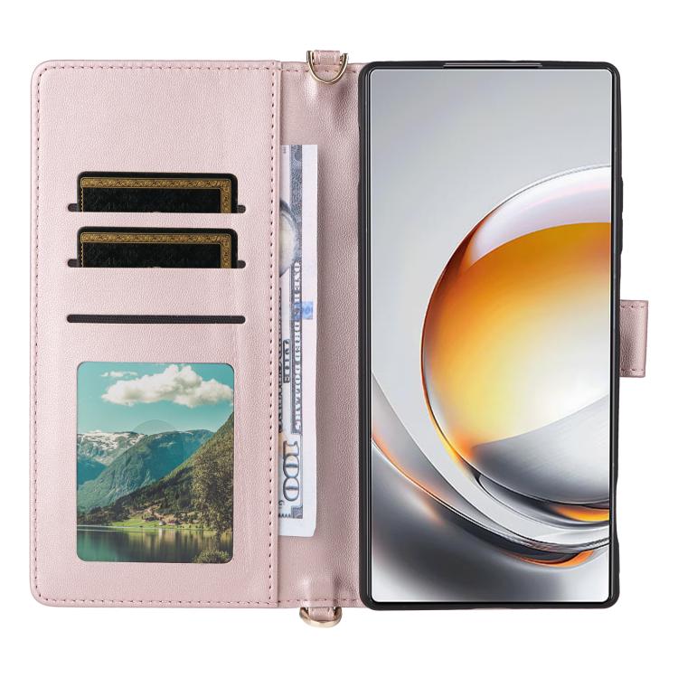 For ZTE nubia Z80 Ultra Multifunctional 6-Card Slots Leather Phone Case with Wrist Strap