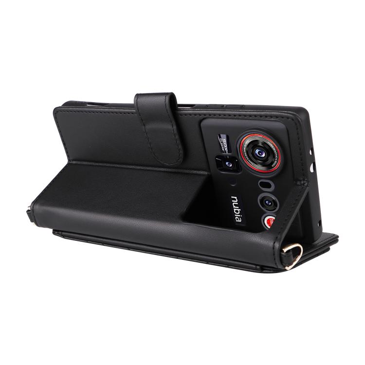 For ZTE nubia Z80 Ultra Multifunctional 6-Card Slots Leather Phone Case with Wrist Strap