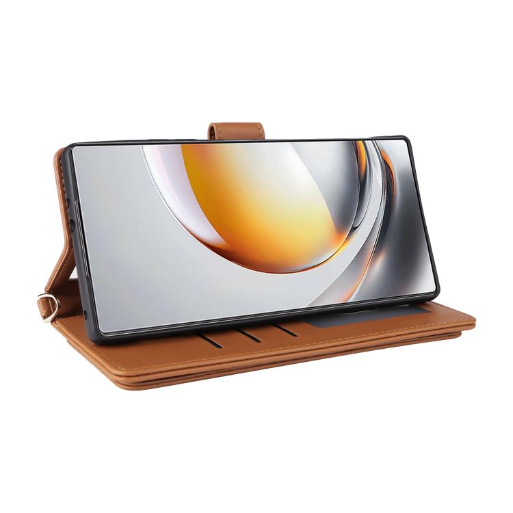 For ZTE nubia Z80 Ultra Multifunctional 6-Card Slots Leather Phone Case with Wrist Strap