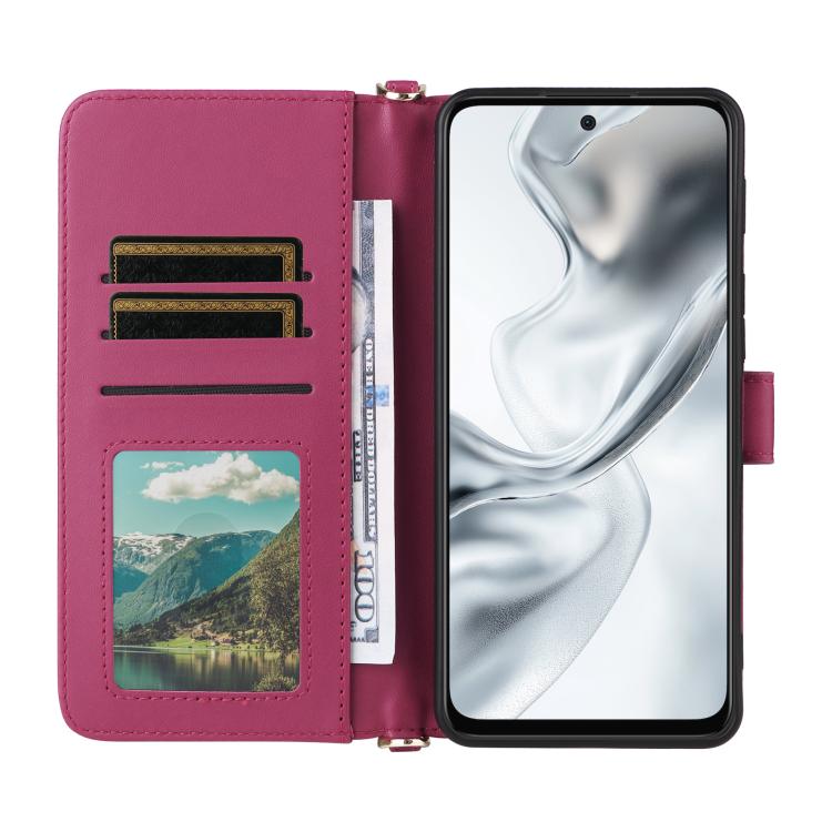 For ZTE nubia S2 504ZT Multifunctional 6-Card Slots Leather Phone Case with Wrist Strap