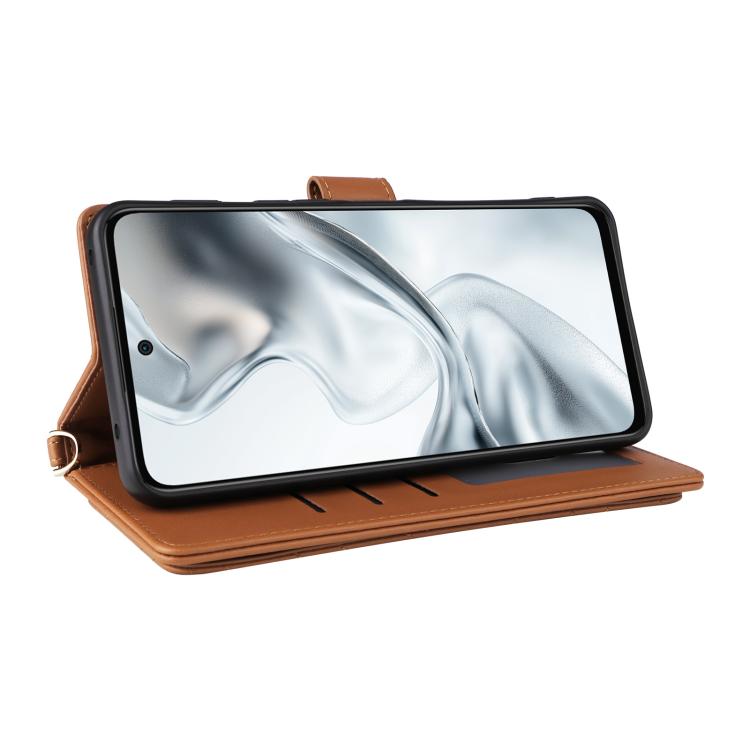 For ZTE nubia S2e / S2R / S2 Lite Multifunctional 6-Card Slots Leather Phone Case with Wrist Strap