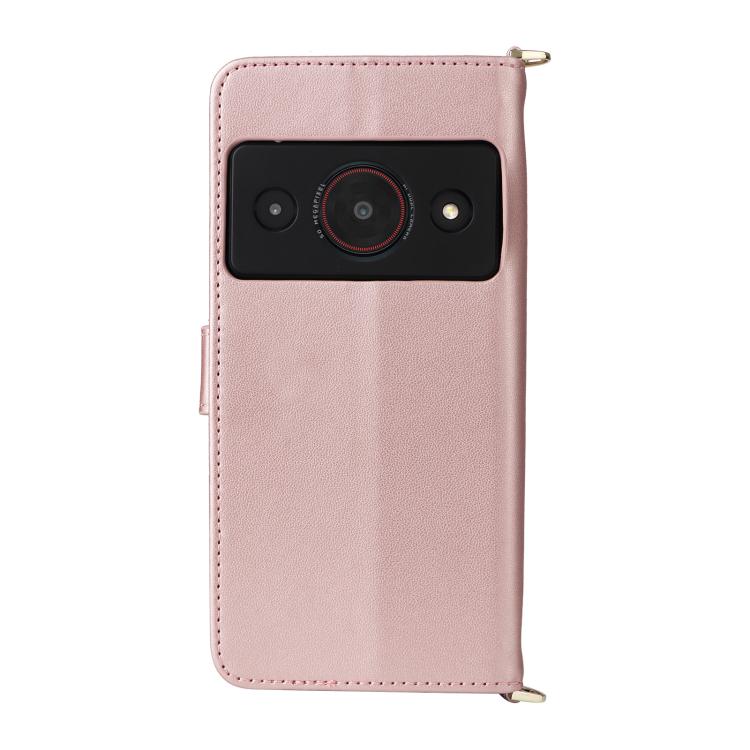 For ZTE A75 Pro / Telstra T-Elite 5G Multifunctional 6-Card Slots Leather Phone Case with Wrist Strap