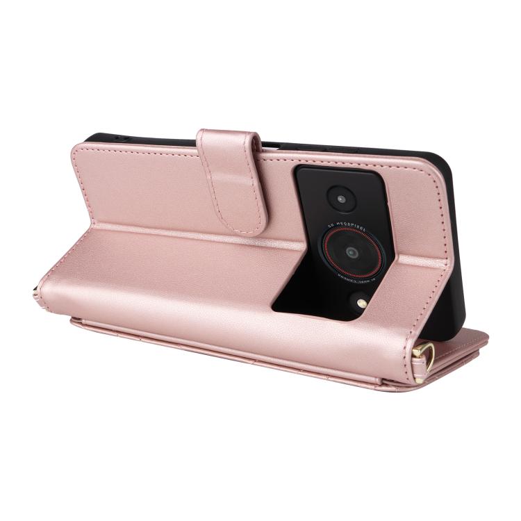 For ZTE A75 Pro / Telstra T-Elite 5G Multifunctional 6-Card Slots Leather Phone Case with Wrist Strap