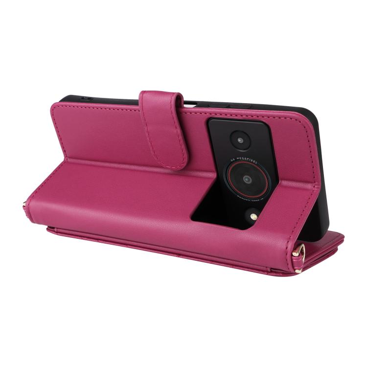 For ZTE A75 Pro / Telstra T-Elite 5G Multifunctional 6-Card Slots Leather Phone Case with Wrist Strap