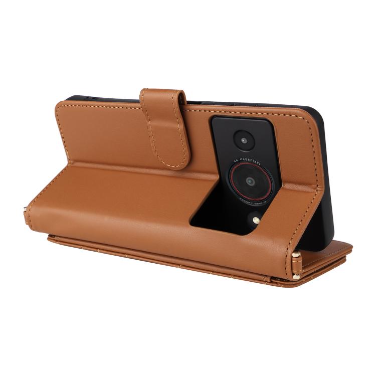 For ZTE A75 Pro / Telstra T-Elite 5G Multifunctional 6-Card Slots Leather Phone Case with Wrist Strap