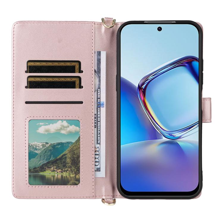 For ZTE nubia V80 Design Multifunctional 6-Card Slots Leather Phone Case with Wrist Strap