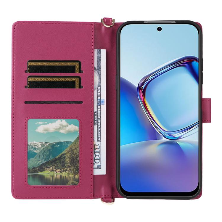 For ZTE nubia V80 Design Multifunctional 6-Card Slots Leather Phone Case with Wrist Strap