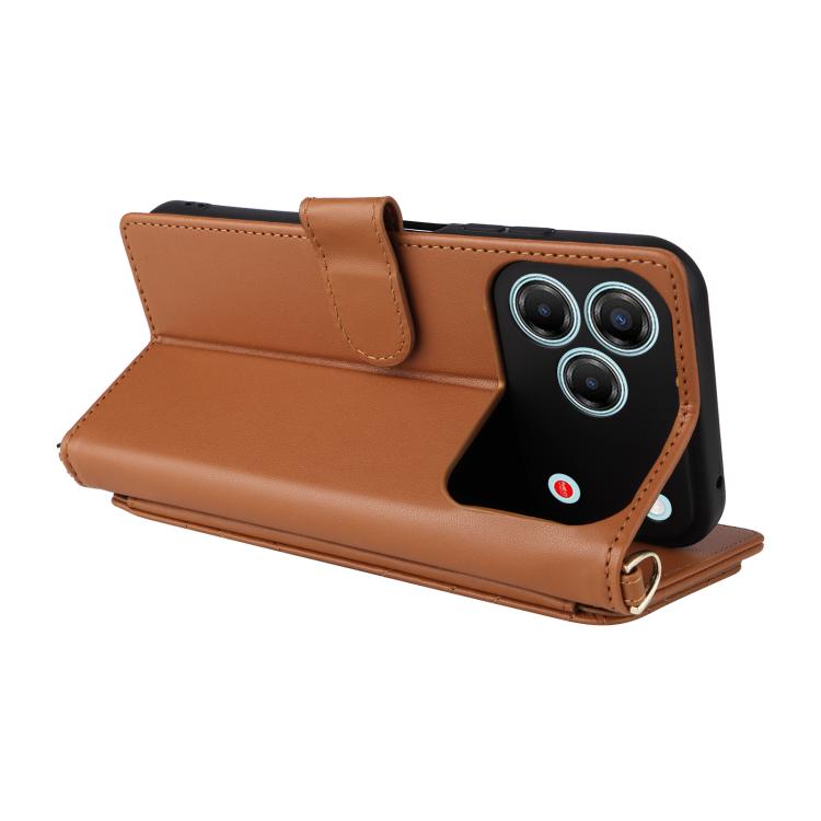 For ZTE nubia V80 Design Multifunctional 6-Card Slots Leather Phone Case with Wrist Strap