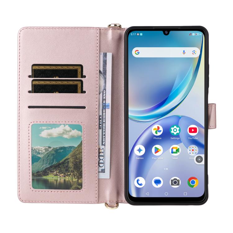For ZTE Optus X Value 5G Multifunctional 6-Card Slots Leather Phone Case with Wrist Strap