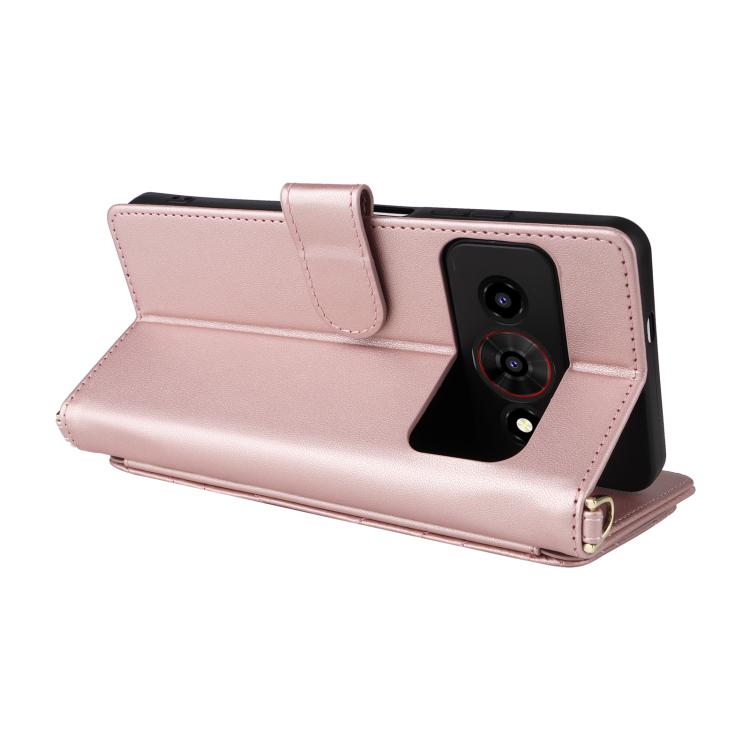 For ZTE Optus X Value 5G Multifunctional 6-Card Slots Leather Phone Case with Wrist Strap