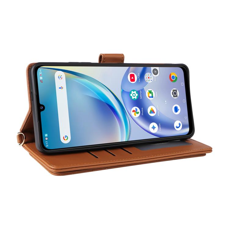 For ZTE Optus X Value 5G Multifunctional 6-Card Slots Leather Phone Case with Wrist Strap