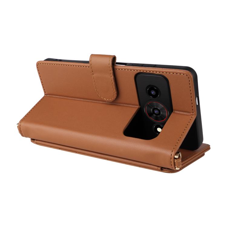 For ZTE Optus X Value 5G Multifunctional 6-Card Slots Leather Phone Case with Wrist Strap