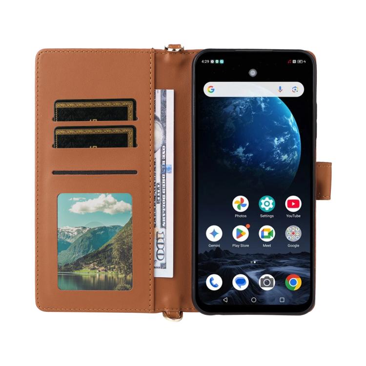 For ZTE nubia P9 Pro 5G / Optus X Pro 2 5G Multifunctional 6-Card Slots Leather Phone Case with Wrist Strap