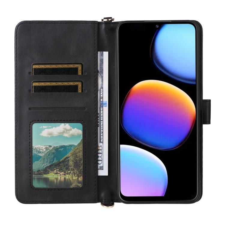 For ZTE nubia V80 Max Multifunctional 6-Card Slots Leather Phone Case with Wrist Strap